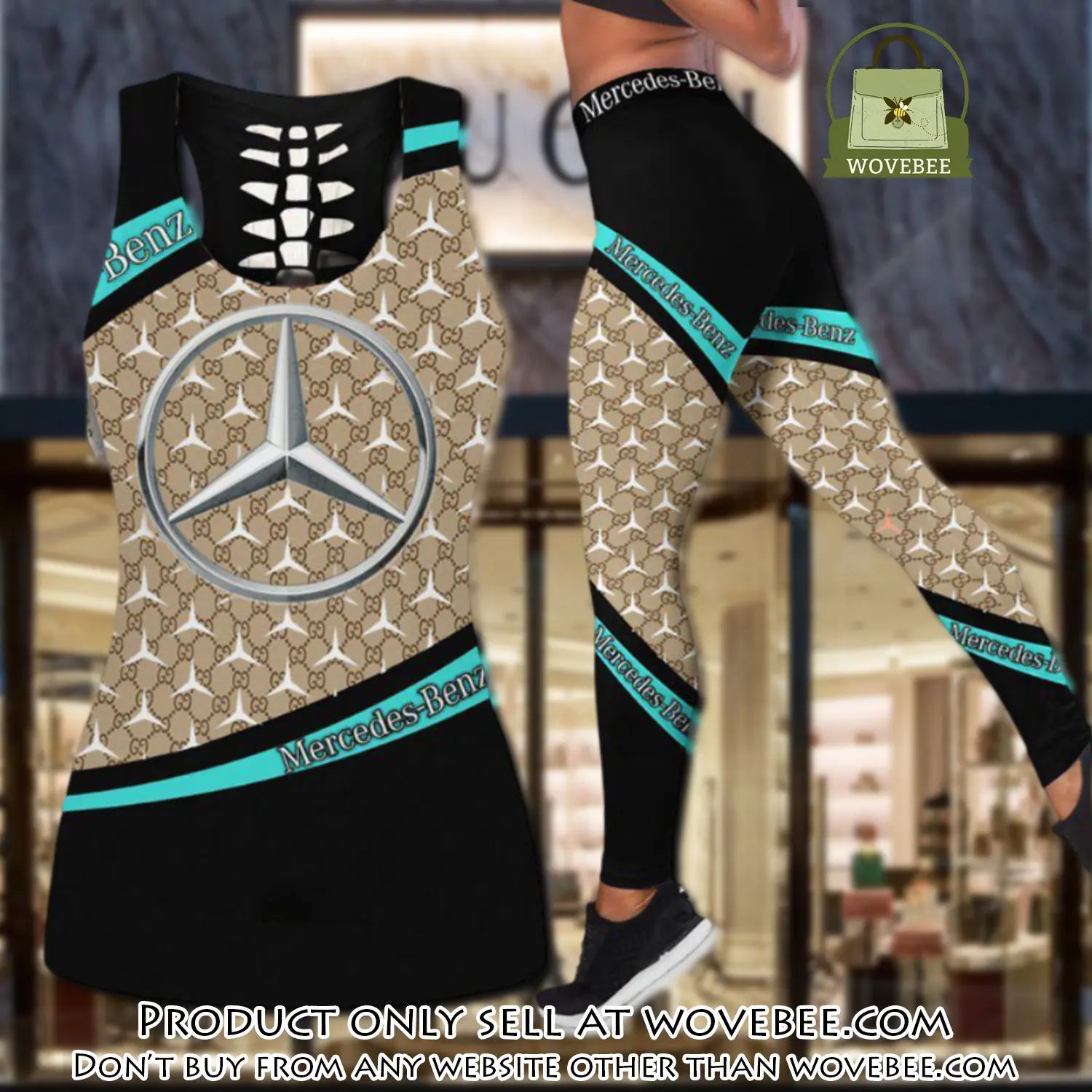 Gucci mercedes tank top leggings set luxury brand for women yoga gym wvb0322768